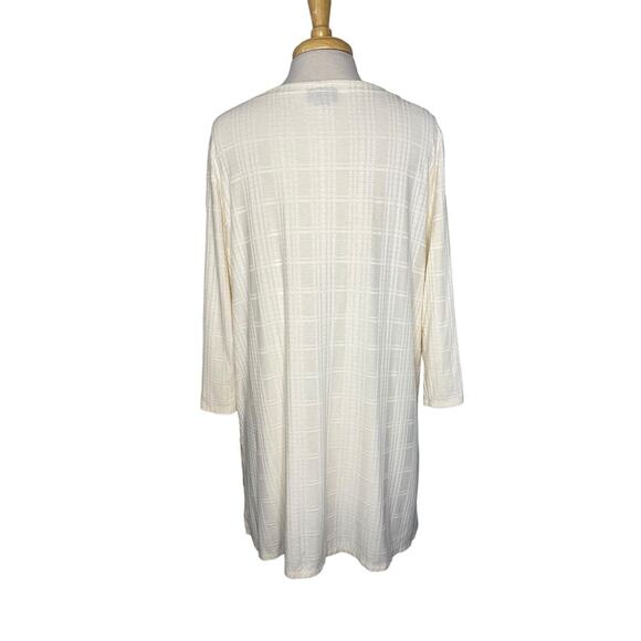 J.JILL Wearever Windowpane Cream Plaid Rayon Jersey 3/4 Sleeve Tunic Large - Picture 3 of 12